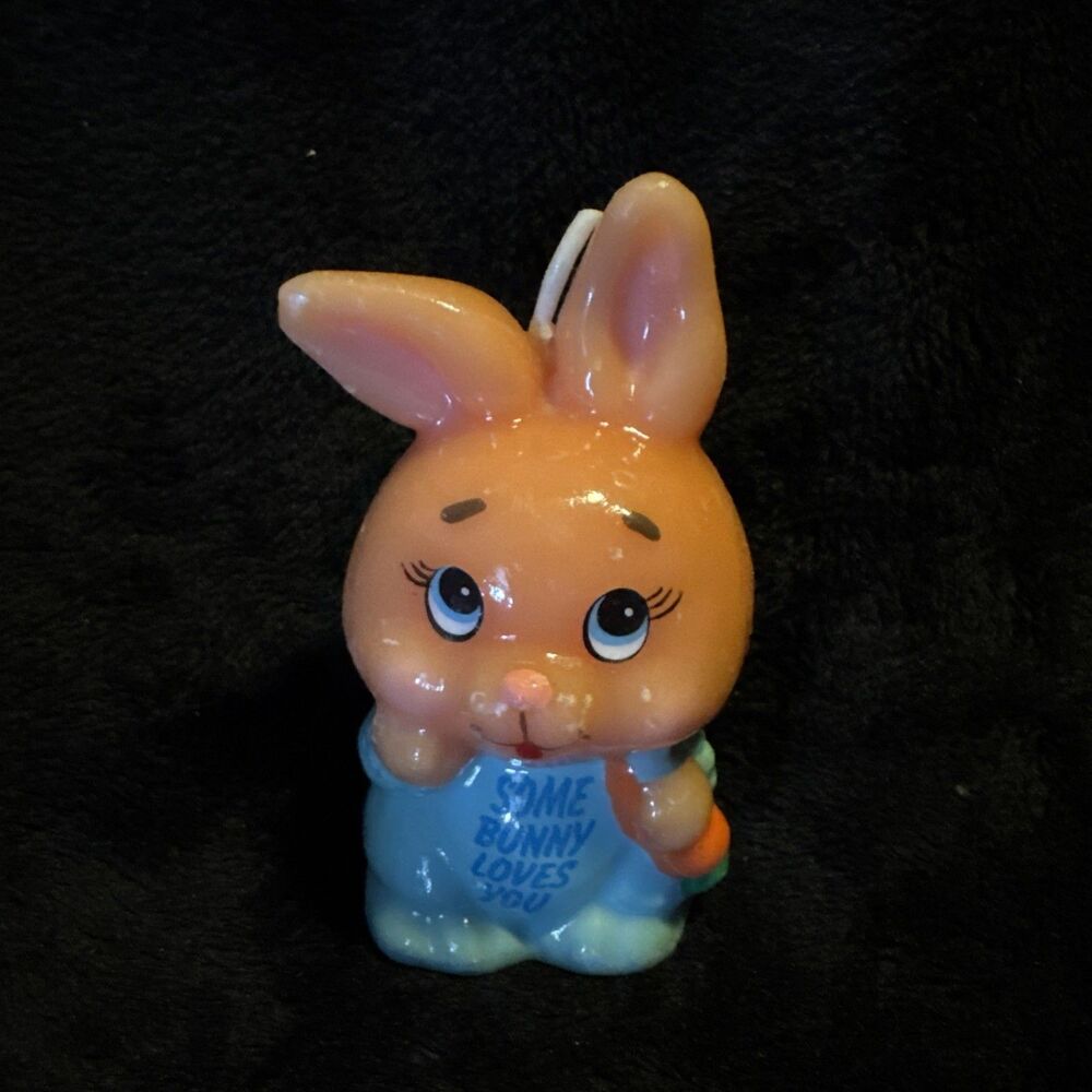 Vintage 80s Russ Berrie Some Bunny Loves You Easter Wax Candle Figure